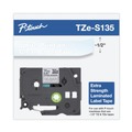 Office Jansan | Brother P-Touch TZES135 0.47 in. x 26.2 ft. TZE Standard Adhesive Laminated Labeling Tape - White on Clear image number 3