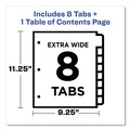Office Jansan | Avery 11163 Ready Index 11 in. x 9.25 in. 8-Tab 1 to 8 Extra Wide Tabs Customizable TOC Dividers - Multicolor Tabs/White (1-Set) image number 6