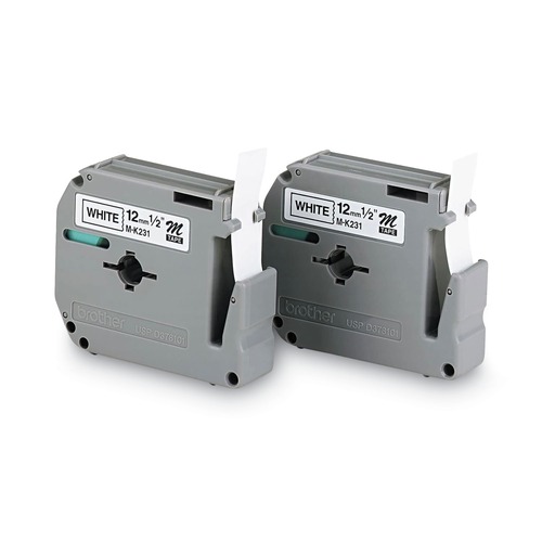 Bulk Savings Pricing 2 | Brother P-Touch M2312PK M Series 0.47 in. x 26.2 ft. Tape Cartridges for P-Touch Labelers - Black on White (2/Pack) image number 0