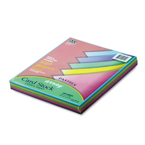 Cover & Cardstock | Pacon 101315 Array 65 lbs. 8.5 in. x 11 in. Card Stock - Assorted Pastel Colors (100 Sheets/Pack) image number 0