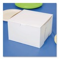 Food Trays, Containers, and Lids | SCT 9455 8 in. x 8 in. x 5 in. One-Piece Non-Window Paper Bakery Boxes - White (100/Carton) image number 3