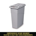 Trash & Waste Bins | Rubbermaid Commercial FG9W1500LGRAY Slim Jim 23-Gallon Rectangle Confidential Document Receptacle with Lid - Light Gray image number 3