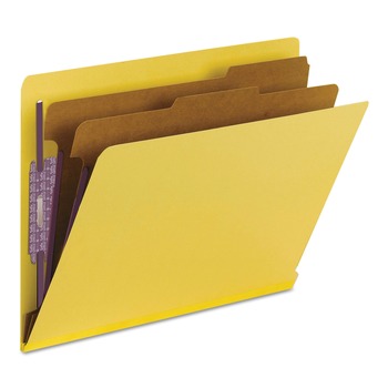 Smead End Tab Pressboard Classification Folders with Six SafeSHIELD Fasteners - Letter, Yellow (10/Box)