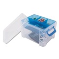 Advantus 37375 Super Stacker Divided Storage Box, 5 Sections, 7.5-in X 10.13-in X 6.5-in, Clear/blue image number 1