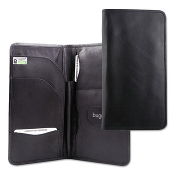 STEBCO TAC1404-BLACK Leather 4.75 in. x 0.25 in. x 9 in. Passport/Document Holder - Black