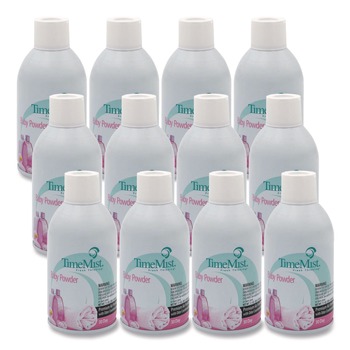 TimeMist 5.3 oz. Aerosol Spray Premium Metered Air Freshener Refill - Baby Powder (12/Carton)