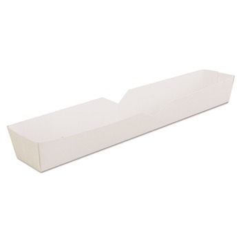 SCT 10.25 in. x 1.5 in. x 1.25 in. Footlong Hot Dog Tray - White (500/Carton)