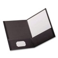 Office Jansan | Oxford 53406EE Linen Finish Twin Pocket Letter Folders - Black (25/Box) image number 2