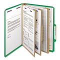 File Folders | Smead 14097 8 SafeSHIELD Fasteners 3 Dividers Letter Size 8-Section Pressboard Top Tab Classification Folders - Green (10/Box) image number 2