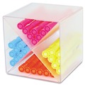Office Jansan | Deflecto 350201 6 in. x 7.2 in. x 6 in. 4 Compartments X Divider Stackable Plastic Cube Organizer - Clear image number 3