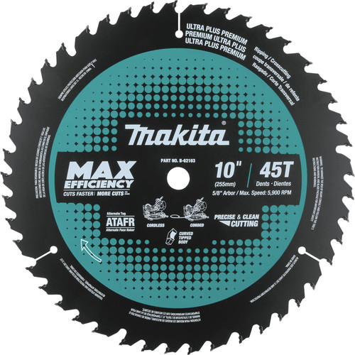 Miter Saw Blades | Makita B-62103 10 in. 45T Carbide-Tipped Max Efficiency Miter Saw Blade image number 0