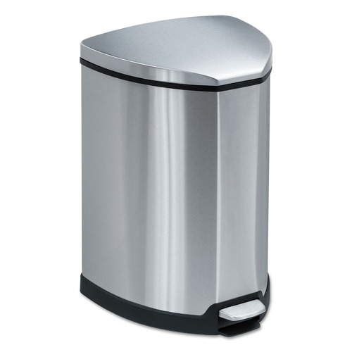 Trash & Waste Bins | Safco 9685SS 4 Gallon Stainless Steel Step-On Receptacle - Chrome/Black image number 0