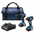 Combo Kits | Bosch GXL18V-240B22 18V Brushless Li-Ion 1/2 in. Cordless Hammer Drill Driver and 1/4 in. and 1/2 in. 2-in-1 Bit/Socket Impact Driver Combo Kit with 2 Batteries (2 Ah) image number 0