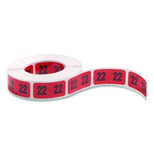 Office Jansan | Smead 68322 0.75 in. x 1.5 in. 22 Yearly End Tab File Folder Labels - Red (500 Labels/Roll) image number 0