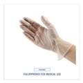New Year New Savings! Save $25 off $150 | Boardwalk BWK361MBX 3.6 mil 9.5 in. Long Powder-Free Exam Vinyl Gloves - Medium, Clear (100/Box) image number 7