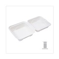 New Year New Savings! Save $25 off $150 | Eco-Products EP-HC6 6 in. x 6 in. x 3 in. Bagasse Hinged Sugarcane Clamshell Containers - White (500/Carton) image number 4