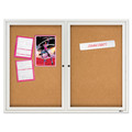  | Quartet 2124 48 in. x 36 in. Cork/Fiberboard Enclosed Cork Bulletin Board - Silver Aluminum Frame image number 2