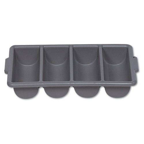 Office Jansan | Rubbermaid Commercial FG336200GRAY 4 Compartment 11.5 in. x 21.25 in. x 3.75 in. Plastic Cutlery Bin - Gray image number 0