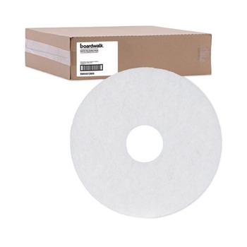 Boardwalk 13 in. Diameter Polishing Floor Pads - White (5/Carton)