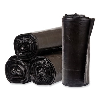 Pitt Plastics 40 Gallon 1.35 mil 40 in. x 46 in. Perforated Roll Eco Strong Plus Can Liners - Black (100/Carton)