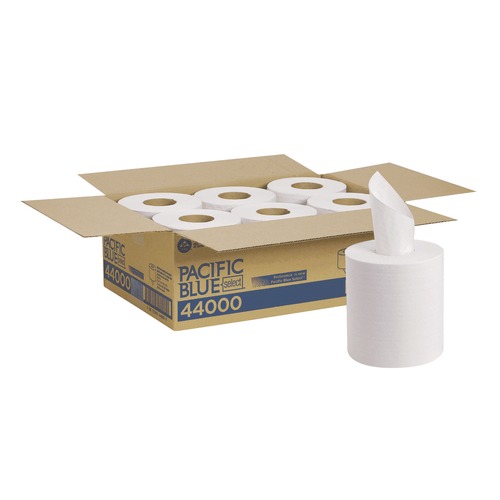 Cleaning & Janitorial Supplies | Georgia Pacific Professional 44000 8.25 in. x 12 in. 2-Ply Pacific Blue Select Center-Pull Perf Wipers - White (6-Rolls/Carton) image number 0