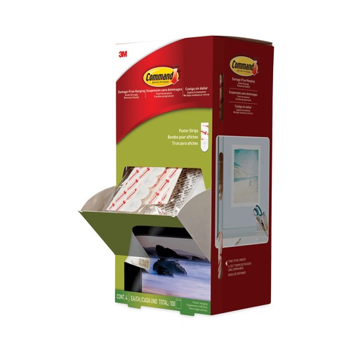 Office Jansan | Command 17024CABPK-NA 3/4 in. x 2-1/8 in. Poster Strips - White (4/Pack, 100 Packs/Carton) image number 0