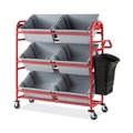 Office Jansan | Rubbermaid Commercial 2144269 57 in. x 18.5 in. x 55 in. 450 lb. Capacity Metal Tote Picking Cart - Red image number 1