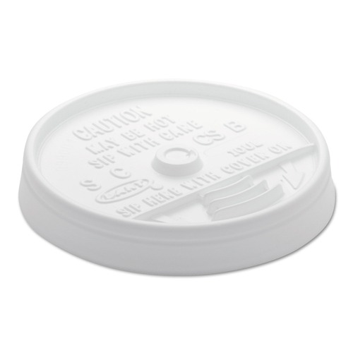 Food Trays, Containers, and Lids | Dart 10UL Sip Thru 10 - 12 oz. Plastic Lids for Foam Cups - White (1000/Carton) image number 0