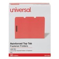 Mothers Day Sale! Save an Extra 10% off your order | Universal UNV13523 Deluxe Reinforced 1/3-Cut Top Tab Folders with Fasteners - Letter Size, Red (50/Box) image number 2