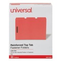 Office Jansan | Universal UNV13523 Deluxe Reinforced 1/3-Cut Top Tab Folders with Fasteners - Letter Size, Red (50/Box) image number 2