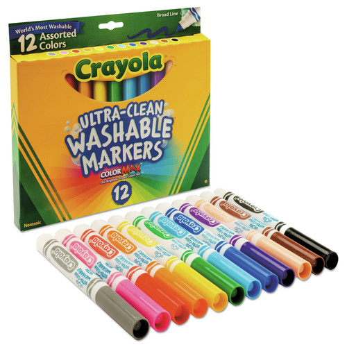Office Jansan | Crayola 587812 Broad Bullet Tip Ultra-Clean Washable Markers - Assorted Colors (12/Set) image number 0