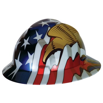 MSA 10071159 American Freedom Series V-Gard Slotted Protective Hat - American Flag with 2 Eagles