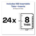 Office Jansan | Avery 11115 Big Tab 11 in. x 8.5 in. 8-Tab Double-Sided Gold Edge Reinforcing Insertable Dividers - Clear/Buff (24/Box) image number 1