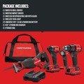 Combo Kits | Craftsman CMCK420D2 V20 Brushless Lithium-Ion Cordless 4-Tool Combo Kit with (2) 2 Ah Batteries image number 1