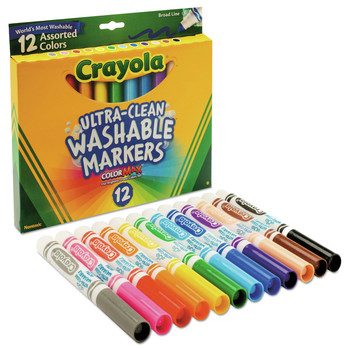 Crayola Broad Bullet Tip Ultra-Clean Washable Markers - Assorted Colors (12/Set)