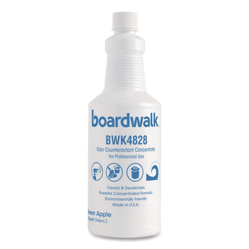 Cleaning & Janitorial Supplies | Boardwalk 103Q-P-000I012M-26-21430 32 oz. Bottle Liquid Deodorizer - Green Apple (12/Carton) image number 0