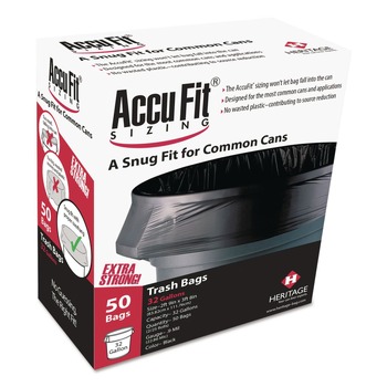 AccuFit 37 in. x 50 in. 44 gal. 0.9 mil Linear Low Density Can Liners with AccuFit Sizing - Black (50/Box)