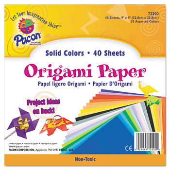 Pacon 30 lbs. Bond Weight 9 in. x 9 in. Origami Paper - Assorted Bright Colors (40/Pack)