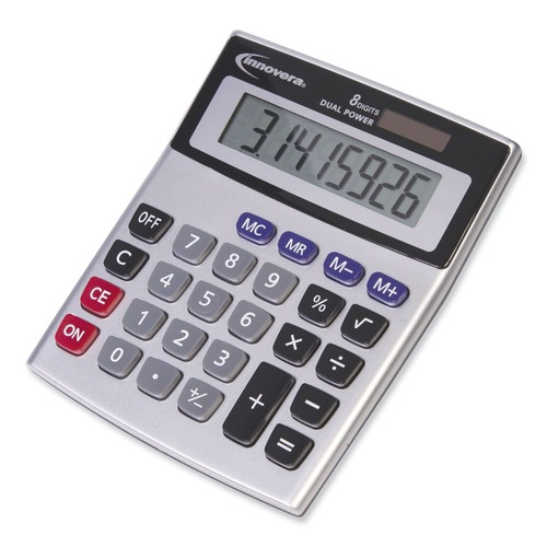  | Innovera IVR15927 Dual Power 8-Digit LCD Desktop Calculator image number 0