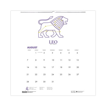 House of Doolittle 11 in. x 14 in. 12-Month (Aug 2025-Jul 2026) Recycled Academic Zodiac Wall Calendar - Multicolor Sheets