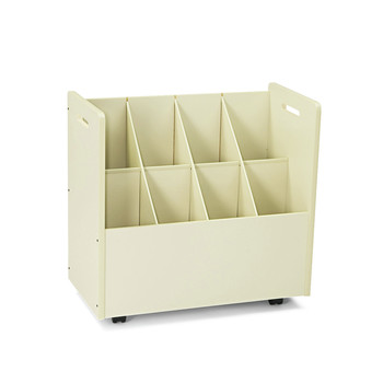 Safco Laminate Mobile Roll Files, 8 Compartments, 30.13w X 15.75d X 29.25h, Putty