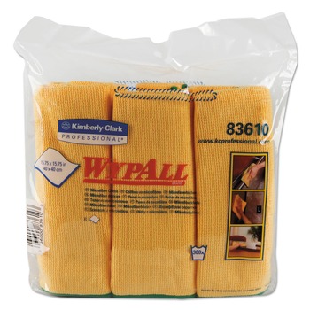 WypAll 15-3/4 in. x 15-3/4 in. Reusable Microfiber Cloths - Yellow (24/Carton)