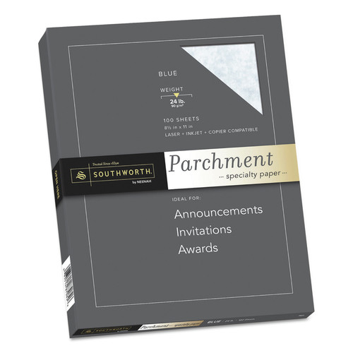 Office Jansan | Southworth P964CK/3/36 24 lbs. Bond Weight 8.5 in. x 11 in. Parchment Specialty Paper - Blue (100/Pack) image number 0