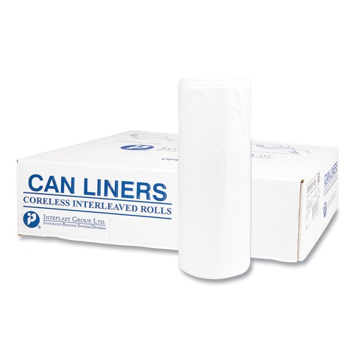 Just Launched | Inteplast Group S366014N High-Density 55 Gallon 36 in. x 60 in. Interleaved Commercial Can Liners - Clear (200-Piece/Carton) image number 0
