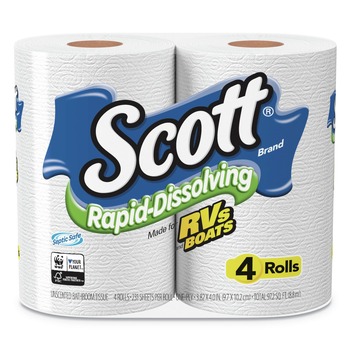 Scott Rapid-Dissolving Toilet Paper - White (4/Rolls/Pack, 12 Packs/Carton)