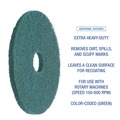 Office Jansan | Boardwalk BWK4013GRE 13 in. Diameter Heavy-Duty Scrubbing Floor Pads - Green (5/Carton) image number 4