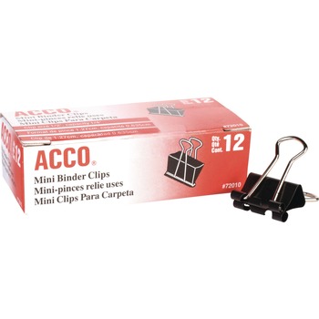 ACCO Mini Binder Clips - Black/Silver (1-Dozen)