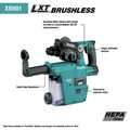 Rotary Hammers | Makita XRH01ZWX 18V LXT Brushless Lithium-Ion SDS-PLUS 1 in. Cordless Rotary Hammer with HEPA Dust Extractor Attachment (Tool Only) image number 3