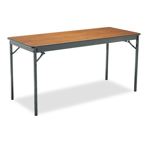 Office Desks & Workstations | Barricks CL2460WA 60 in. x 24 in. x 30 in. Special Size Rectangular Folding Table - Walnut/Black image number 0