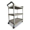 Utility Carts | Rubbermaid Commercial FG342488OWHT 200 lbs. Capacity 3-Shelf Service Cart - Off White image number 2
